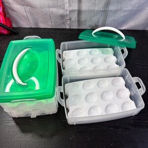 2 (2-Layer, 24 Eggs) Plastic Detachable Deviled Egg Carrier Storage Container